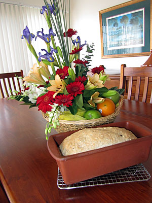 freshly baked loaf of bread