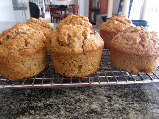 muffins cooling on a baking rack