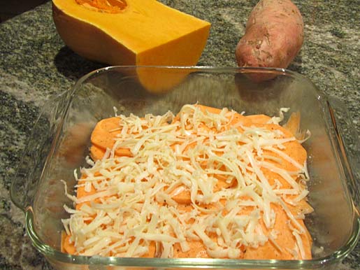 how to make sweet potato and butternut squash gratin