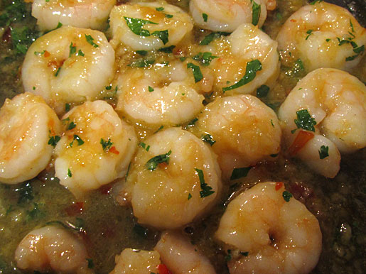 cooking sweet chilli prawns