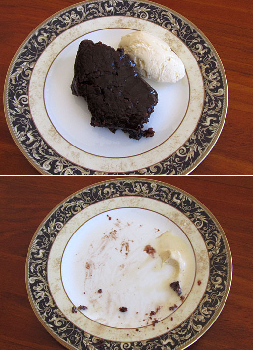 before and after chocolate cake