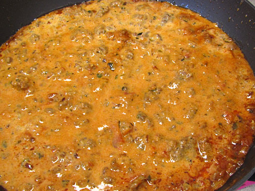 pasta sauce with italian sausage, tomatoes and cream