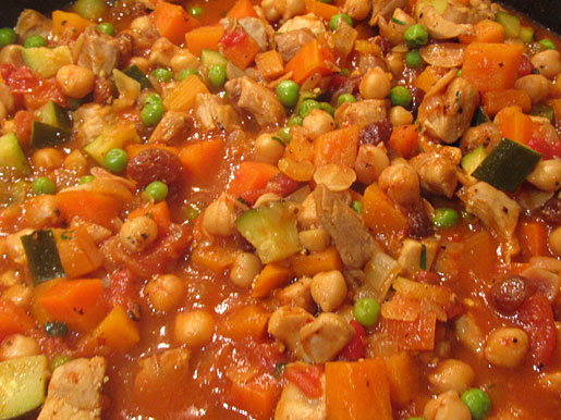 chicken marrakesh cooking in a pot