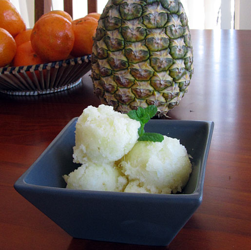 whole roasted pineapple sorbet